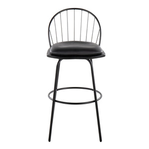 Riley - Claire Farmhouse Fixed Height Barstool With Swivel With Round Footrest (Set of 2)