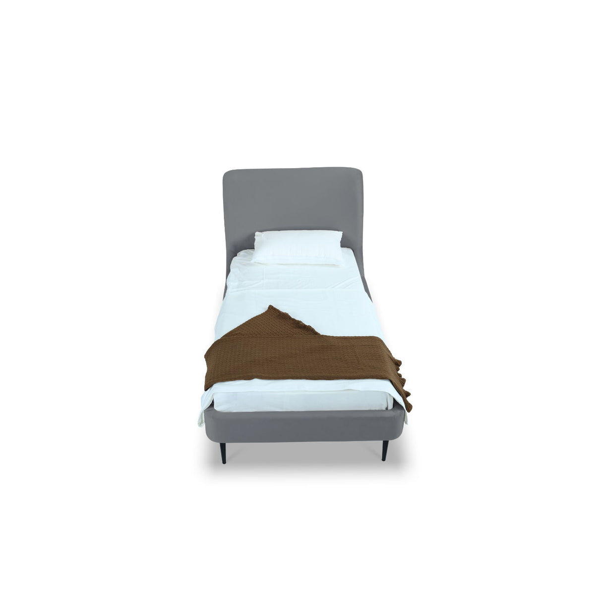 Twin Bed With Curved Headboard - Gray / Black