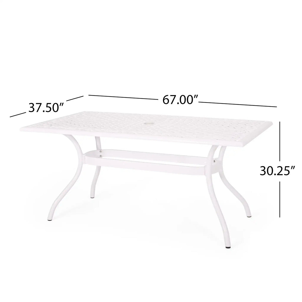 Celestine - Outdoor Cast Aluminum Dining Table With Floral Lattice Design And Umbrella Holder - Best Buy Furniture