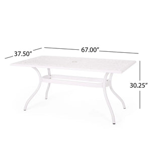 Celestine - Outdoor Cast Aluminum Dining Table With Floral Lattice Design And Umbrella Holder - Best Buy Furniture