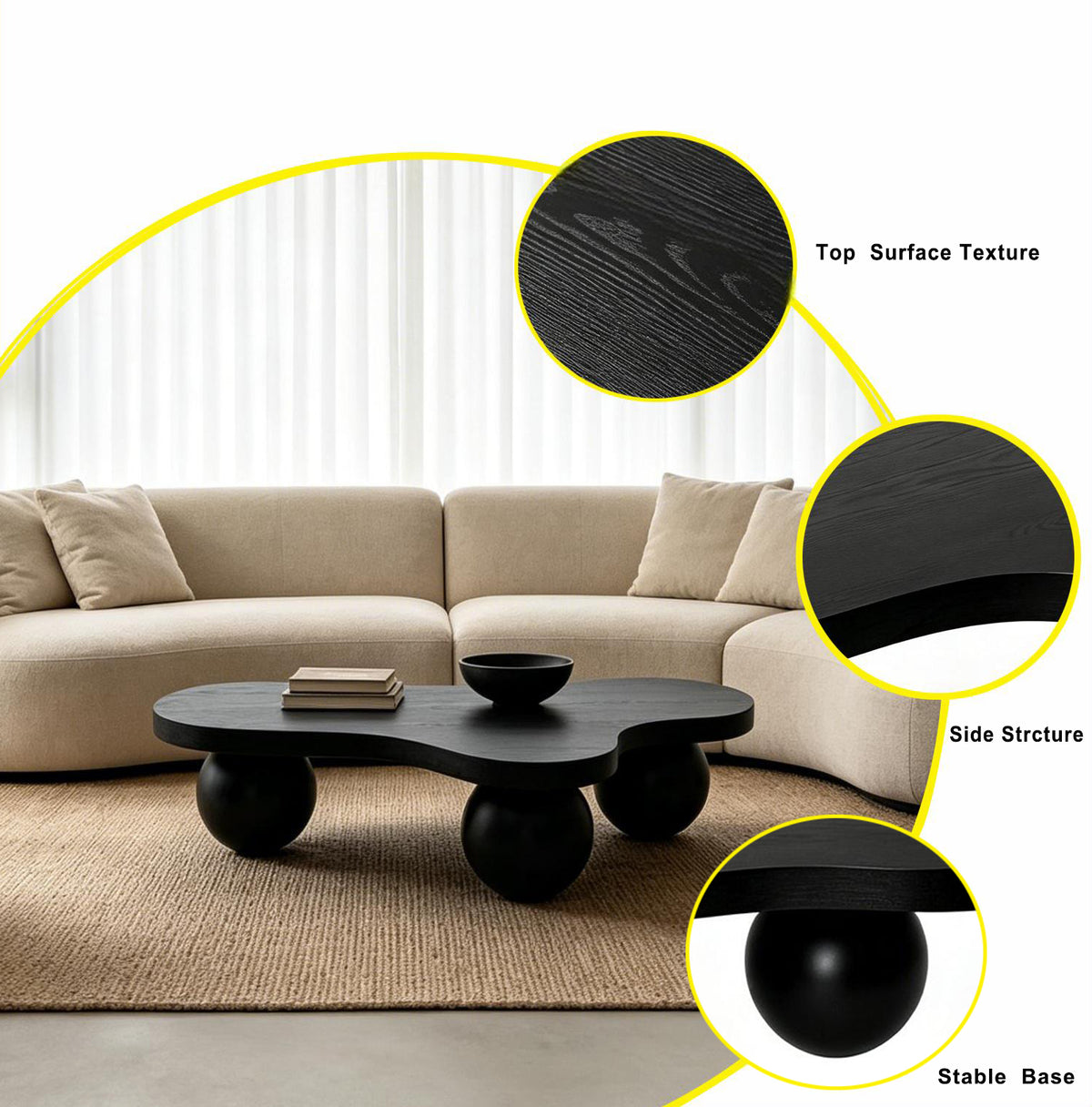 46'' Cool Funky Unique Coffee Table