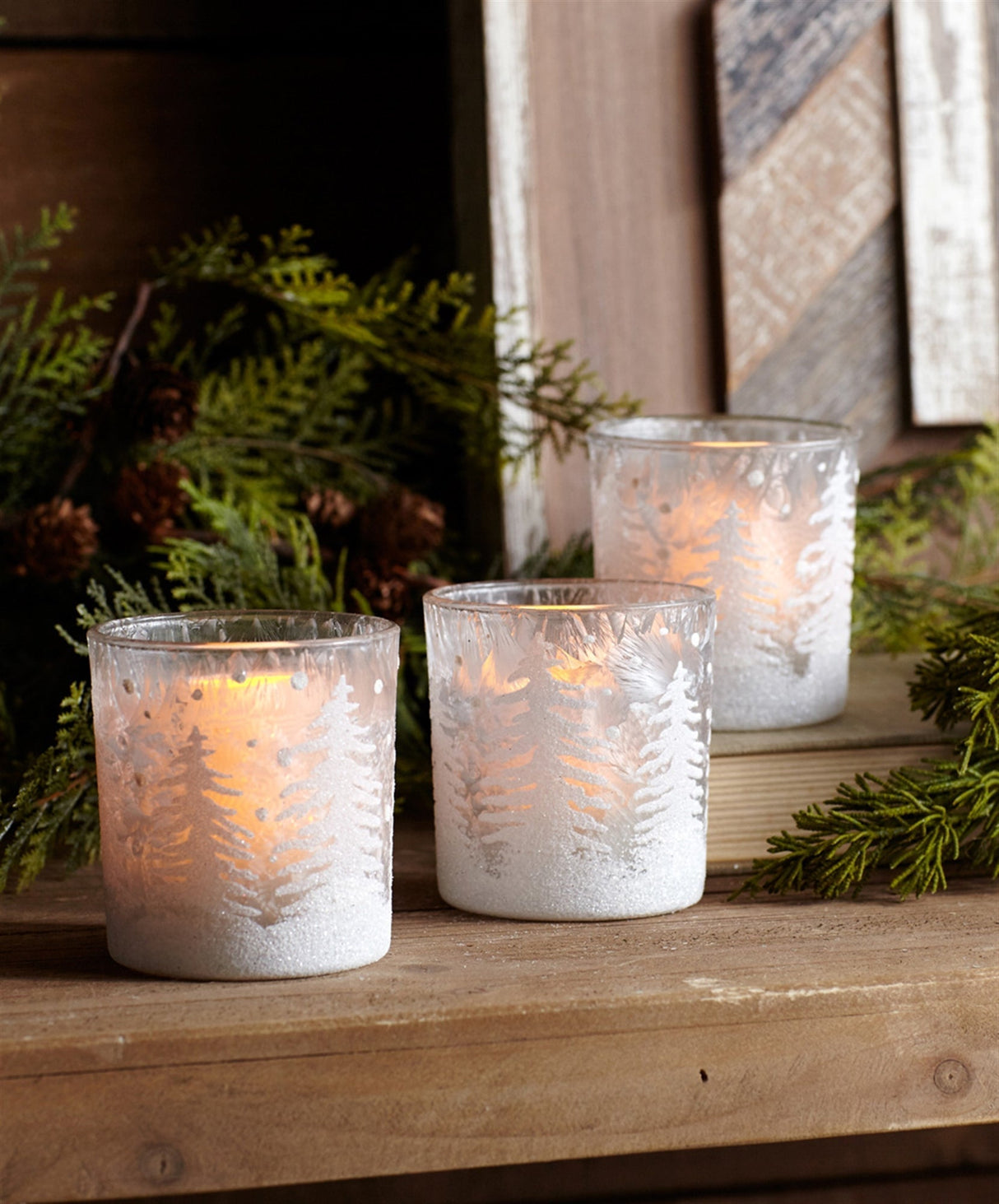 Frosted-Votive-Candle-Holder-with-Snowy-Forest-(Set-of-12)-Candle-Holders