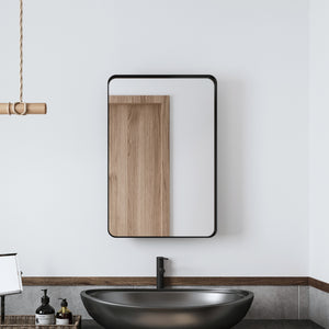 20x30 Inch Recessed Black Metal Framed Medicine Cabinet