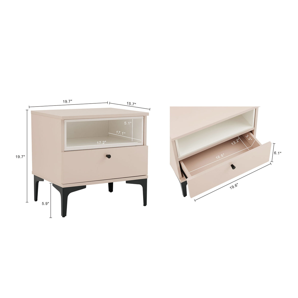 Amara - Nightstand With 1 Drawer