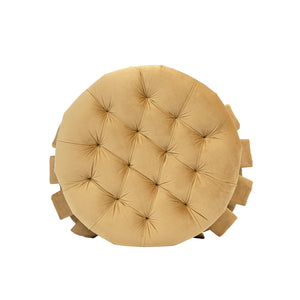 Roquefort 24.5" Round Tufted Velvet Pet Bed with Box-Pleated Skirt