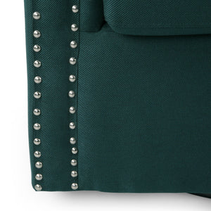 Modern Upholstered Swivel Club Chair With Nailhead Trim