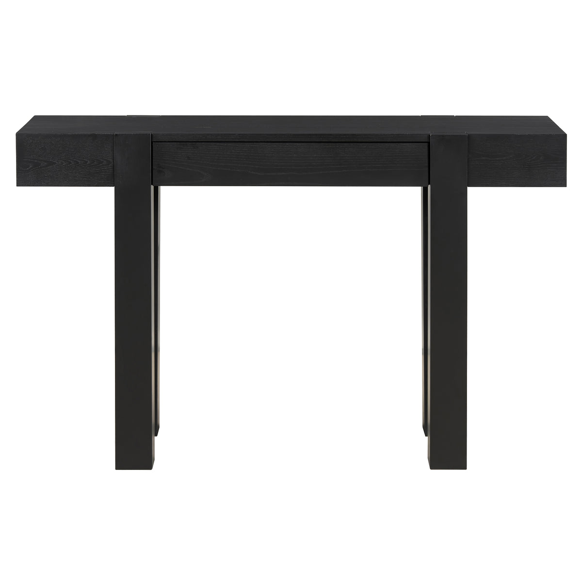 TREXM Rustic Minimalist Console Table with Hidden Drawer, Side Power Outlet