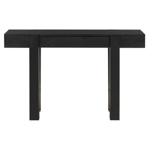 TREXM Rustic Minimalist Console Table with Hidden Drawer, Side Power Outlet