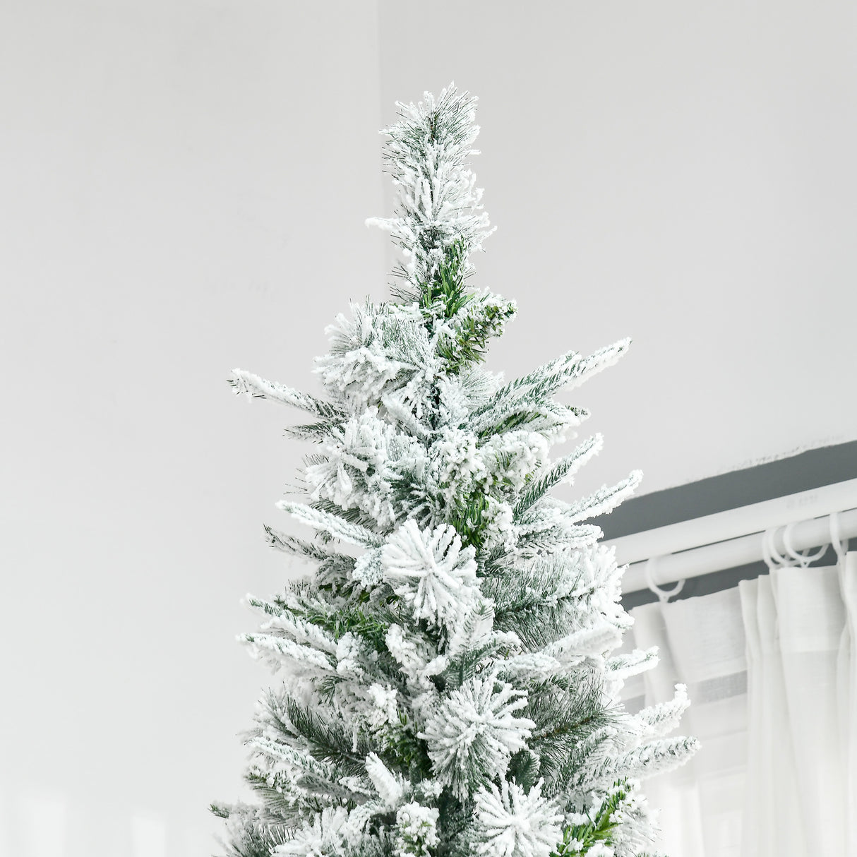 HOMCOM 9' Unlit Snow Flocked Pine Artificial Christmas Tree