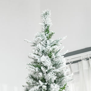 HOMCOM 9' Unlit Snow Flocked Pine Artificial Christmas Tree