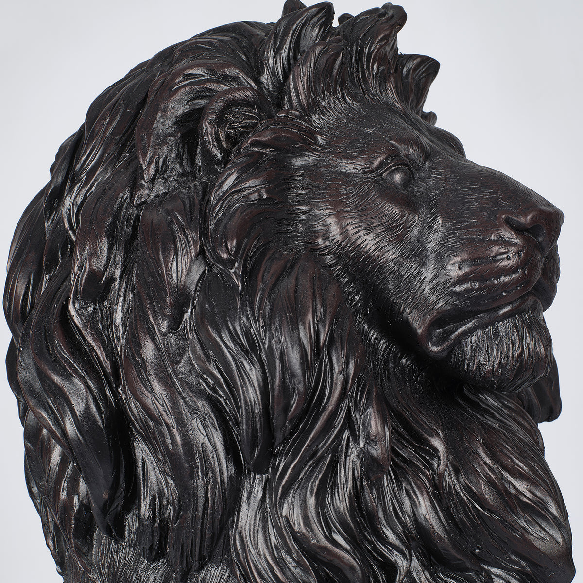 Modern Black Lion Statue with Matte Finish - 24.6" High