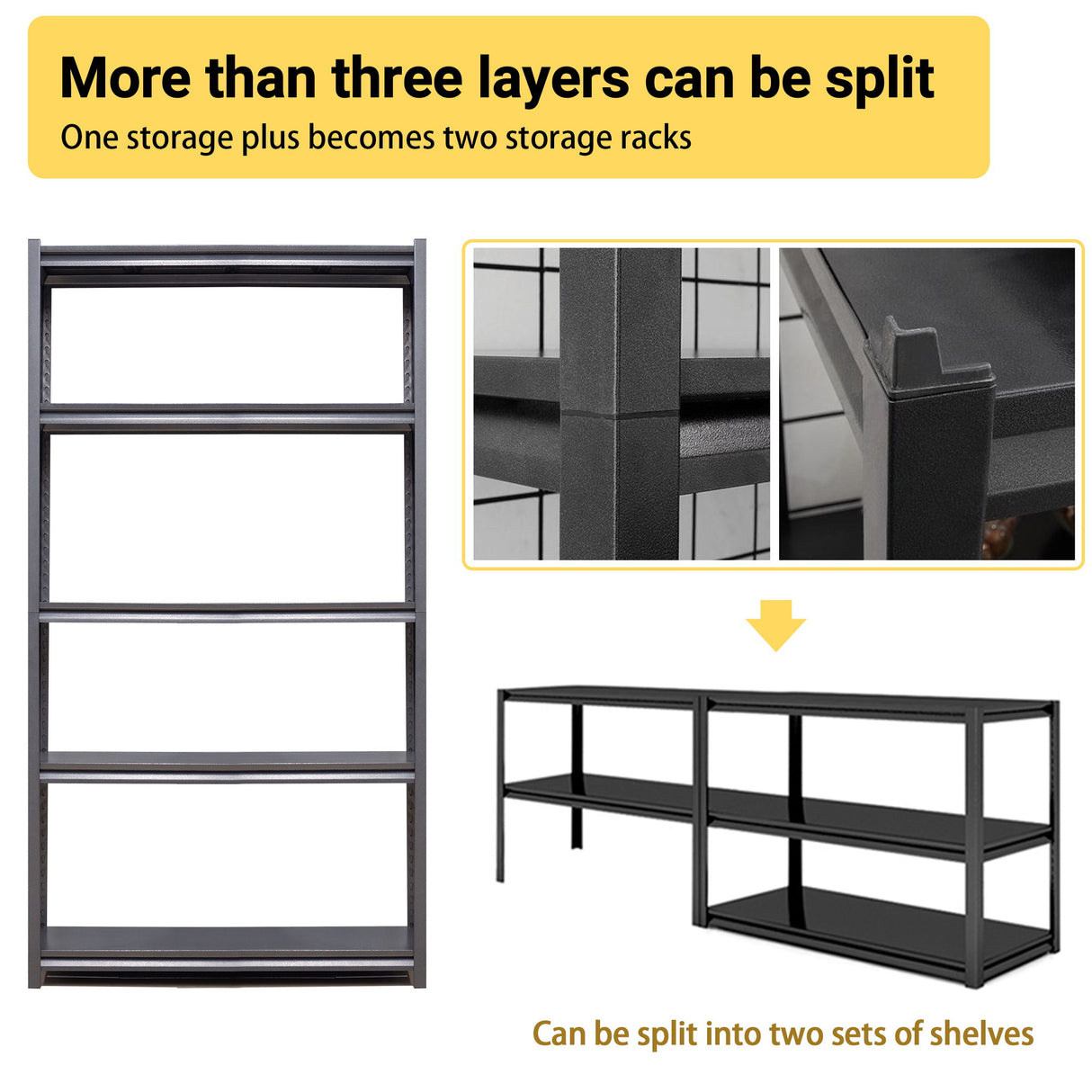 Industrial Heavy Duty Metal Garage Shelving Unit, Adjustable Storage Rack