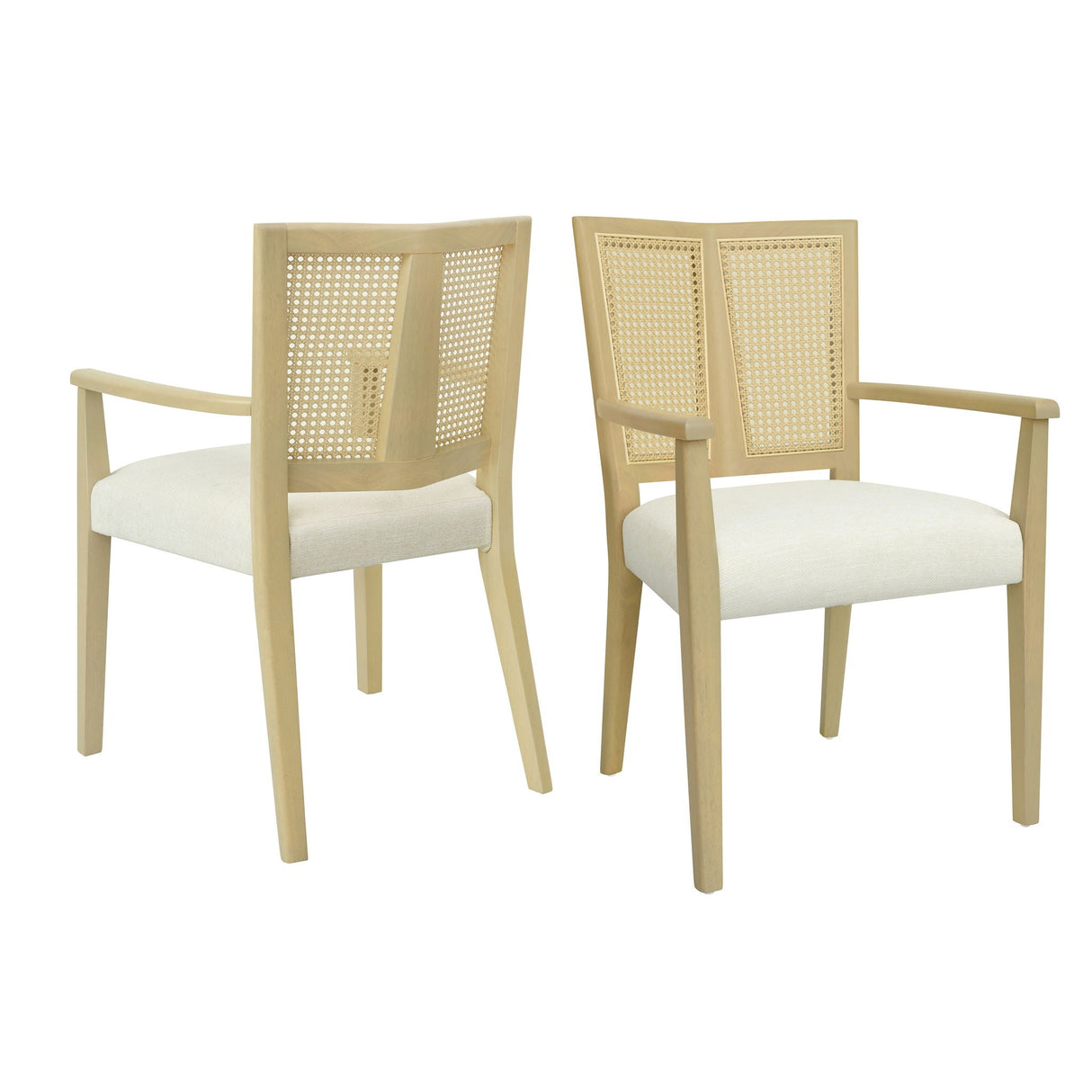 Mid Century Modern Arm Dining Chairs With Rattan Backrest - Best Buy Furniture