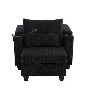 Convertible Chaise Lounge Sofa Chair With USB Ports, Cup Holders, Phone Holder And Storage