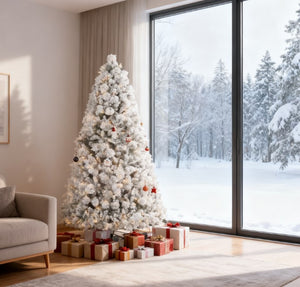 Flocked Artificial Christmas Tree with Clear Lights