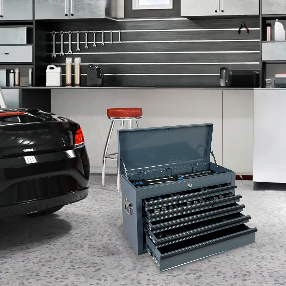 Heavy Duty Metal Tool Box - 24-inch Portable Organizer