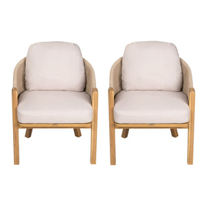 Grotta - Outdoor Dining Arm Chair (Set of 2) - Teak / Beige