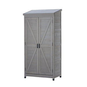 Outdoor Storage Shed With Vertical Tool Cabinet For Backyard