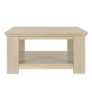 Square Coffee Table with 2-Tier Storage Shelf