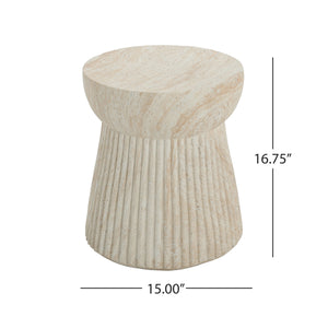 Outdoor Travertine Concrete Side Table