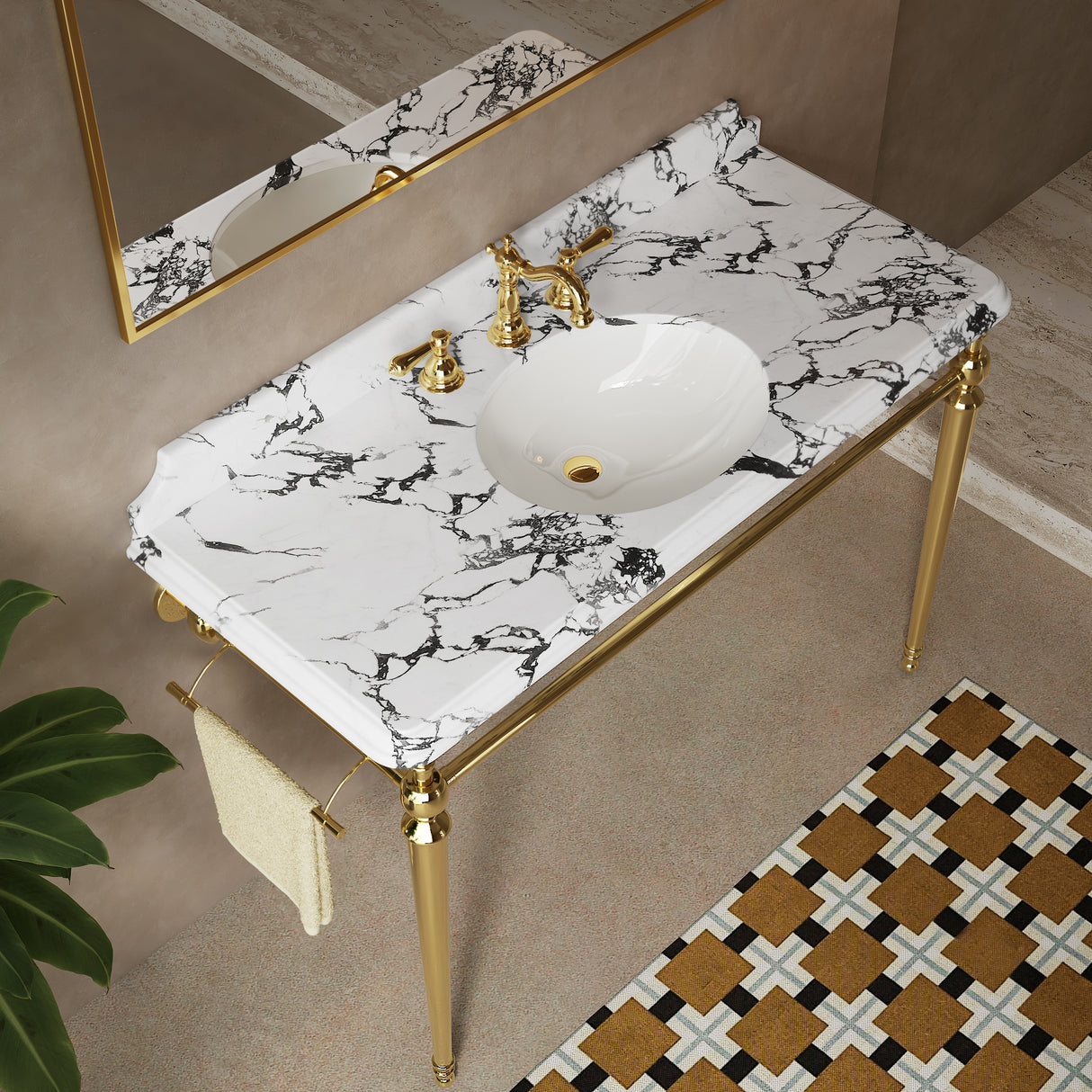 VICI 48" Bathroom Ceramic Undermount Basin and Artificial Marble Countertop