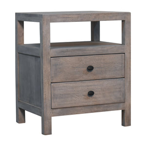 Acid Wash 2-Drawer Open Bedside Table