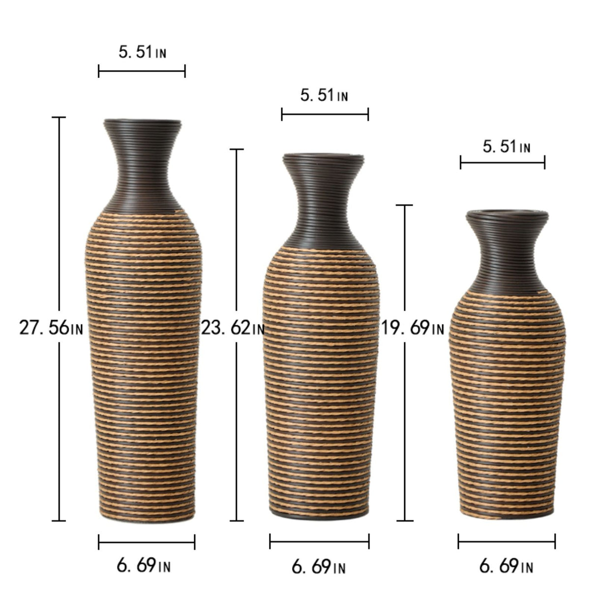 Classic And Neat Floor Vase, High Independent Flower Stand (Set of 3)