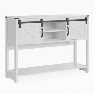 Farmhouse Entryway Table With Sliding Barn Door