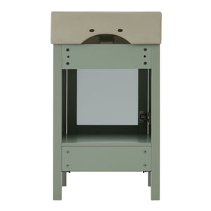 Bathroom Vanity With Ceramic Sink And Ample Storage, Ideal For Small Bathrooms