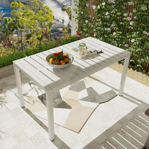 Modern Long Table with UV Resistant Powder-Coated Metal Legs