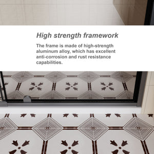Pivot Shower Door With And Handle - Matt Black