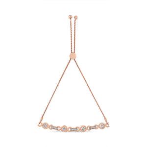 14K Yellow Gold Plated .925 Sterling Silver Channel Set Diamond Accent Twist 4â€-10â€ Adjustable Bolo Bracelet (I-J Color, I3 Clarity)
