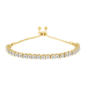 10K Yellow Gold over .925 Sterling Silver 1/4 Cttw Miracle-Set Diamond 4â€-10â€ Adjustable Bolo Tennis Bracelet (I-J Color, I3 Clarity)