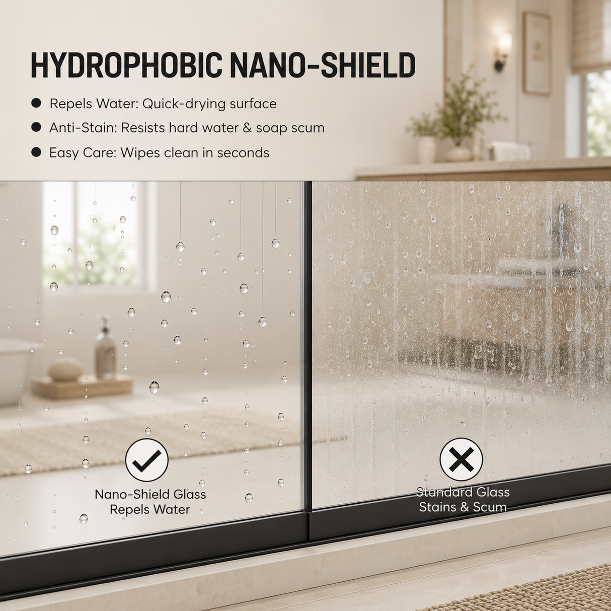 44-48" W x 76" H Framed Double Sliding Shower Door