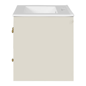 Wall-Mounted Bathroom Vanity Set With Sink, 2 Drawers And Soft-Close Door