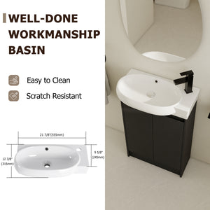 23" Freestanding Bathroom Vanity with Sink and Storage Rack