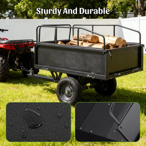600LBS Heavy Duty Steel Dump Cart Trailer, 17 Cu.Ft.