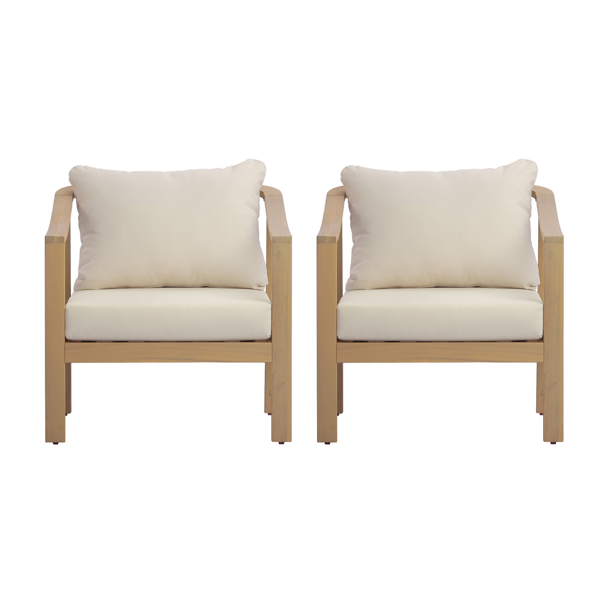 Acacia Wood Patio Furniture Club Chair Set of 2