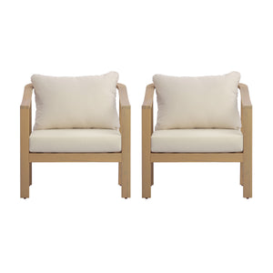 Acacia Wood Patio Furniture Club Chair Set of 2