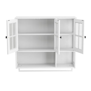 3 Door Wall Cabinet With Glass Door And Towel Bar