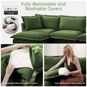 Slipcovered Long Sofa - 4 Seater