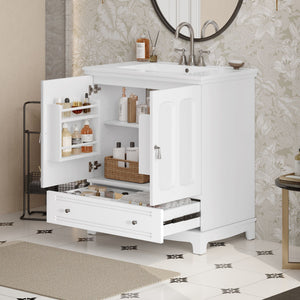 Bathroom Vanity With Sink, Cabinet With Adjustable Shelf And Drawer Divider