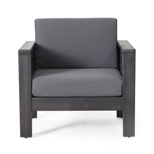 Acacia Wood Loveseat And Coffee Table Set With Cushions