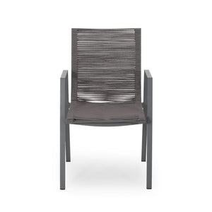 Outdoor Modern Aluminum Dining Chair Set With Rope Sea (Set of 2)
