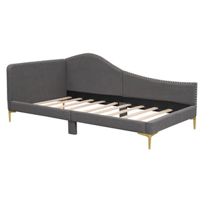 Upholstered Daybed With Headboard And Armrest, Support Legs