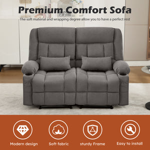 Manual Oversized Recliner Loveseat with Cup Holders - Grey or Blue