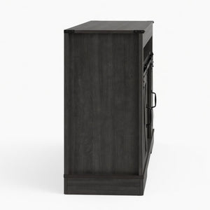 Farmhouse TV Stand With Sliding Barn Doors & Adjustable Storage
