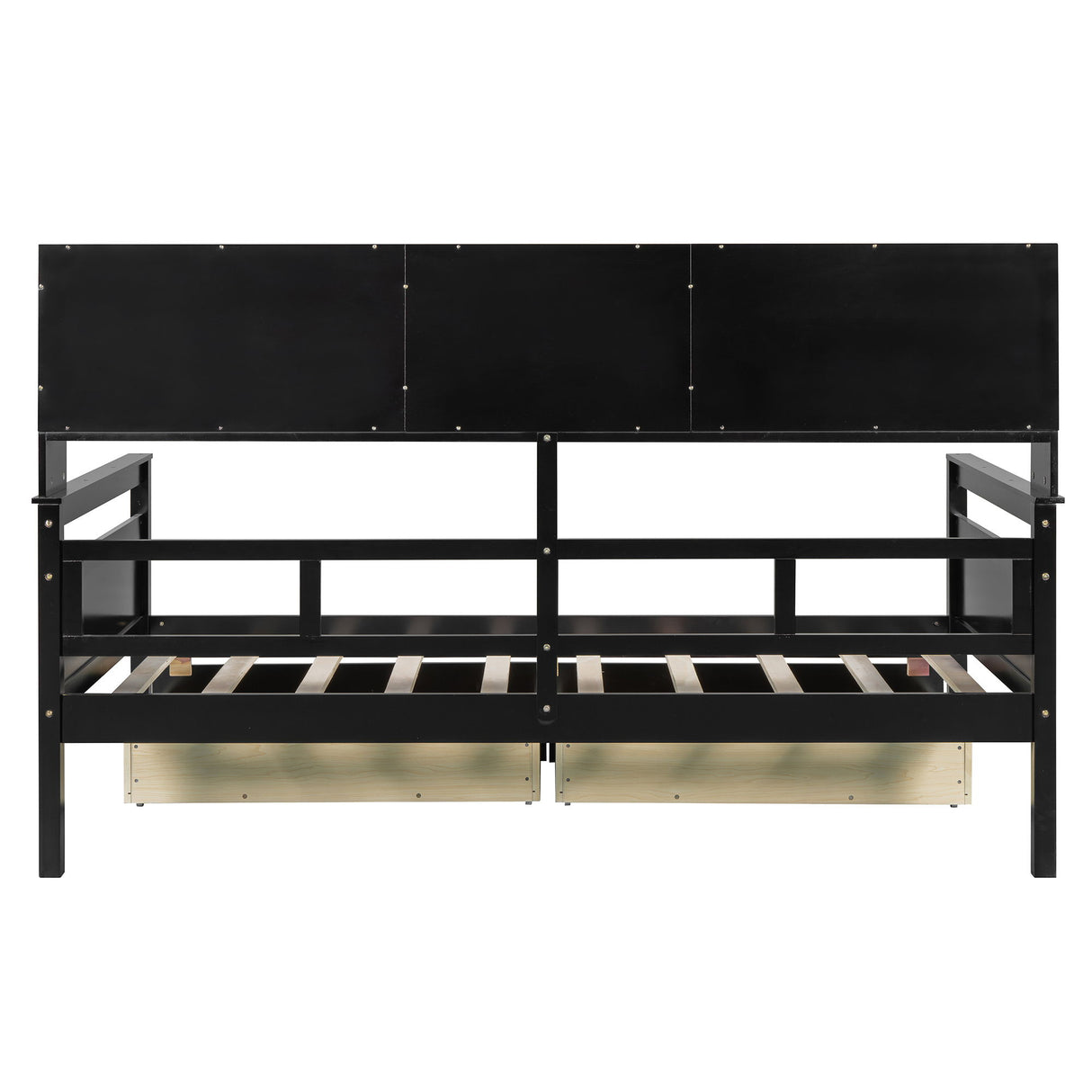 Daybed, Slat Support, With Bedside Shelves And 2 Drawers