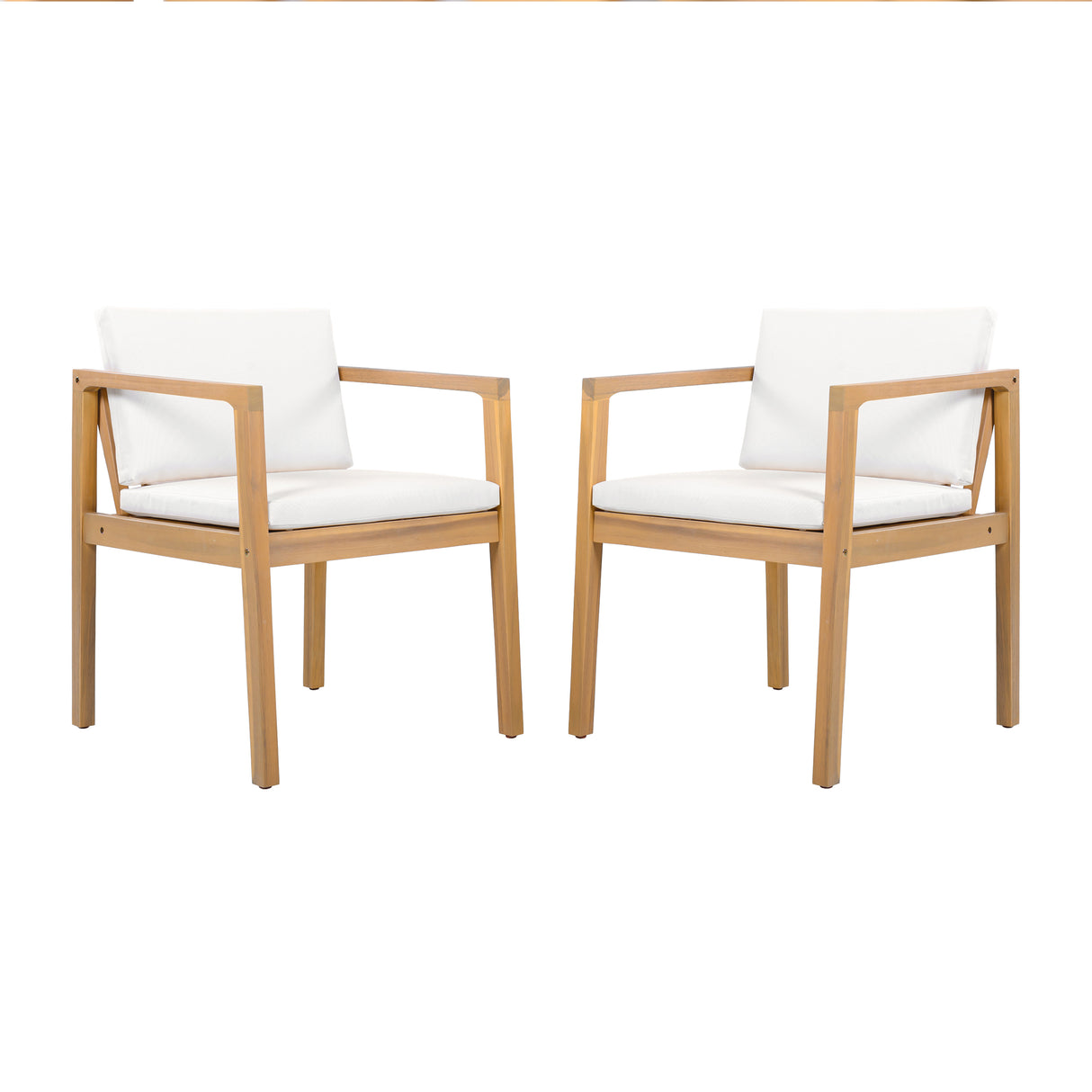 Outdoor Dining Chairs (Set of 2) with Acacia Wood Frame