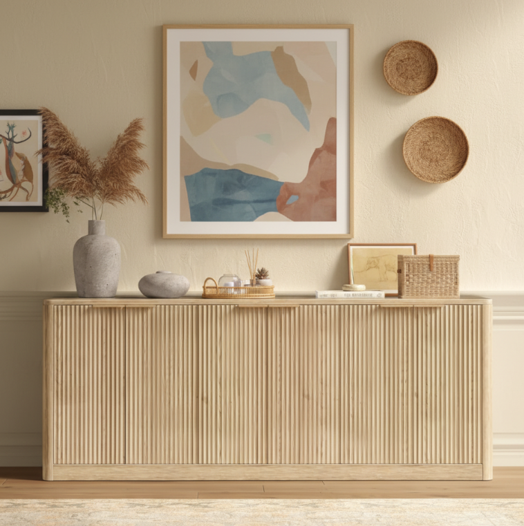 Natural Wood Sideboard Cabinet Farmhouse Buffet Cabinet